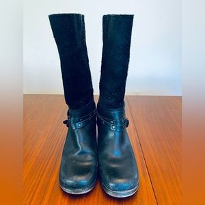 Fly London Black Leather and Suede Biker Harness Boots/Size 6/Calf Height